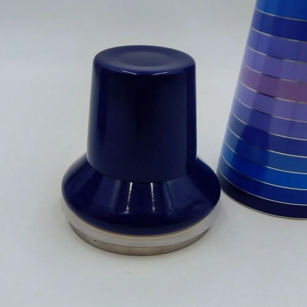 Jonathan Adler SCALA 18 oz Aluminum Blue Striped Cocktail Shaker Jigger NIB